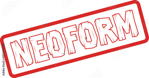 Red Neoform rubber stamp impression signifying a fresh structural design or innovative organizational pattern