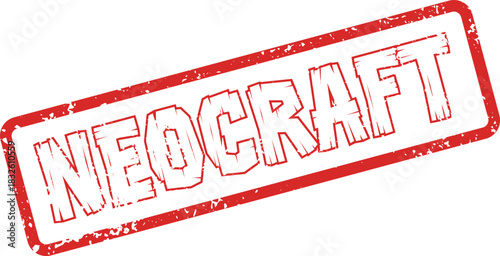 Red Neocraft rubber stamp impression showcasing a new handmade quality or innovative design