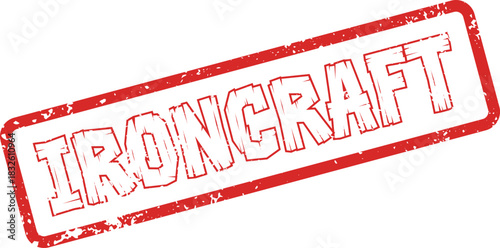 Official red Ironcraft distressed rectangular stamp label for industrial branding and products