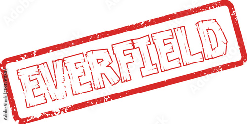 Red EVERFIELD grunge rubber stamp impression suitable for various official and marketing materials