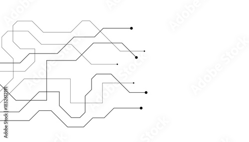 Abstract futuristic circuit board Illustration, Circuit board with various technology elements.