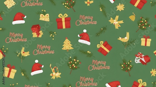 Wallpaper Mural Santa Claus and Snowflakes Seamless Pattern – Cute Christmas Cartoon Winter Background Torontodigital.ca
