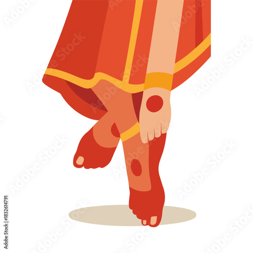Indian Classical Dancer Feet with Alta and Ghungroo Illustration