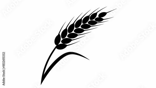 Black wheat ear vector illustration simple glyph design element isolated on white background
