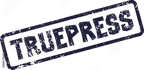 TruePress Grungy Ink Stamp Effect Label for Modern Media Communication
