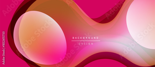 Abstract fluid shapes, vibrant pinks, oranges blend. Modern design, smooth gradients create dynamic composition. Background suggests energy, movement.