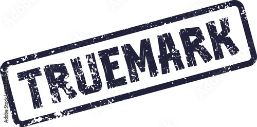 Truemark bold distressed rubber stamp representing authenticity and brand identity approval