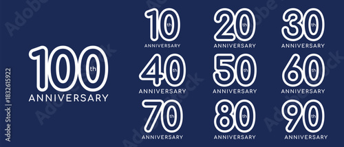 collection of creative Anniversary Square number 10 to 100 logo designs. abstract number design vector illustration