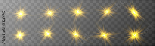 Radiant yellow star glows with a bright core and smooth shimmering rays spreading outward. Soft illumination adds clarity and warm sparkle. Clean luminous design isolated as vector.