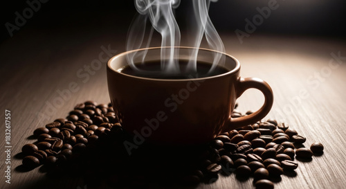 Morning Bliss: Steaming Cup of Coffee