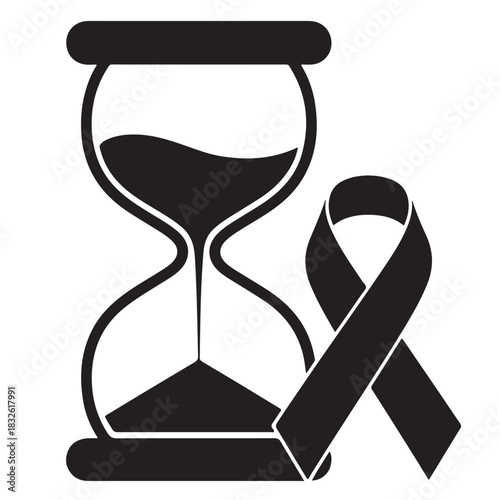 Hourglass with black ribbon a symbol of time running out vector illustration isolated on white background