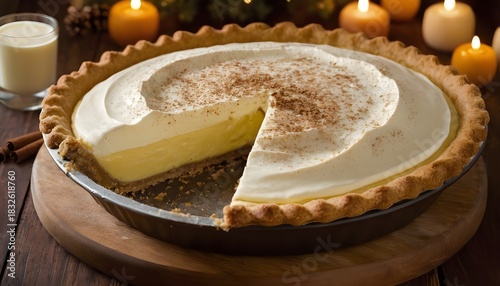 no bake eggnog pie on a plate