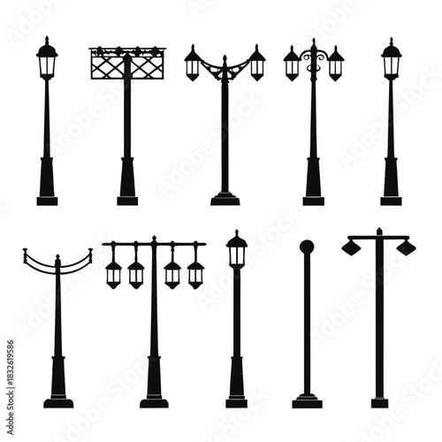 Vintage street lamp vector illustration