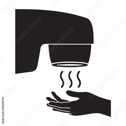 Hand dryer icon flat vector illustration of hygiene appliance isolated on white background