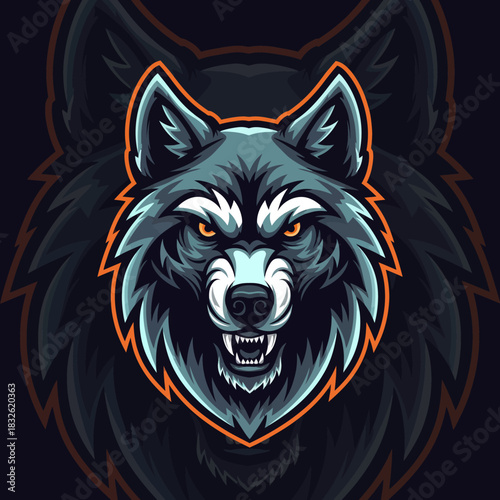 Intense fierce wolf illustration with bold lines and dynamic colors capturing