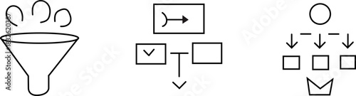 Set of abstract data flow icons simple line vector design element for web and mobile apps isolated on white background