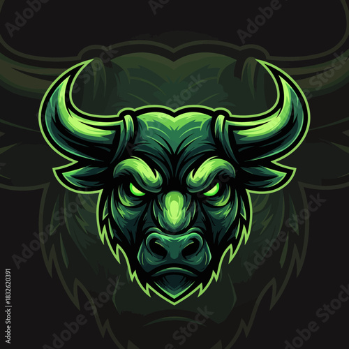 Dynamic neon-lit illustration of a fierce green mythical creature with glowing