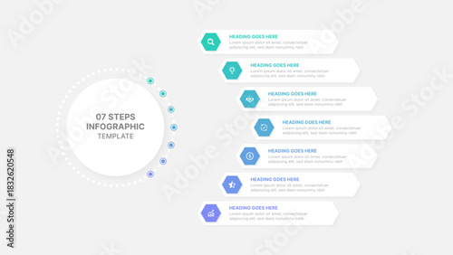 Modern Circular Round Infographic Design Template with 7 Data Points