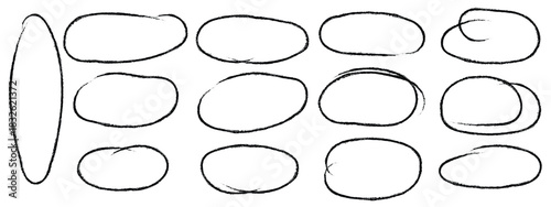 Hand-drawn doodle grunge, hand drawn crayon ovals and circle. circle for highlights, scribble ovals and bubbles to circle and highlight text, Round scrawl frames. elements for hand drawn diagrams. 