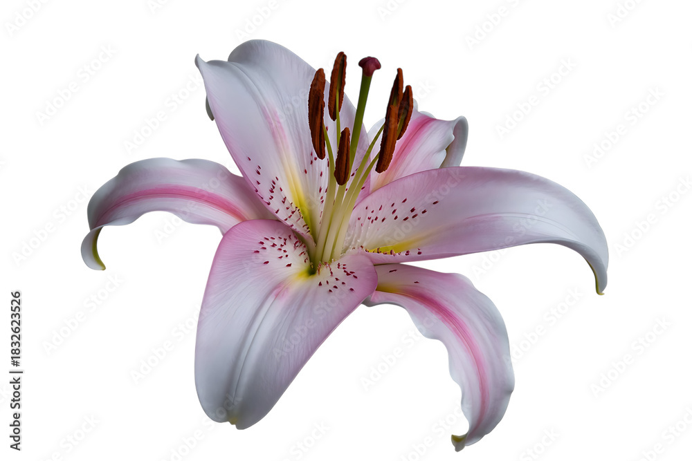 Naklejka premium Delicate pink and white lily flower isolated on transparent background