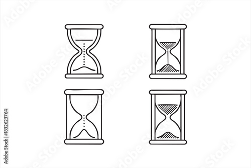 Countdown and deadline hourglass icons for time-tracking interfaces