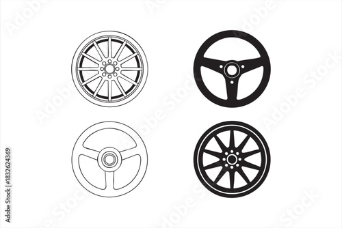Automotive rim and steering visuals for vehicle design interfaces