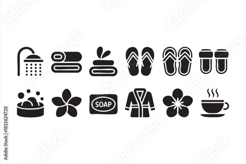 Spa treatment icon collection for wellness apps, menus and service layouts