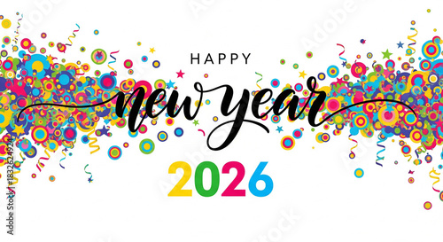 Colorful Happy New Year 2026 Festive Background
