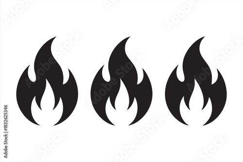 Heat and flame symbol set for energy concepts and high-impact designs