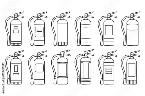 Fire extinguisher safety icons for emergency response and hazard prevention