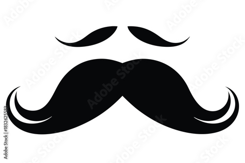 Black mustache with curled ends and soul patch isolated on a white backdrop