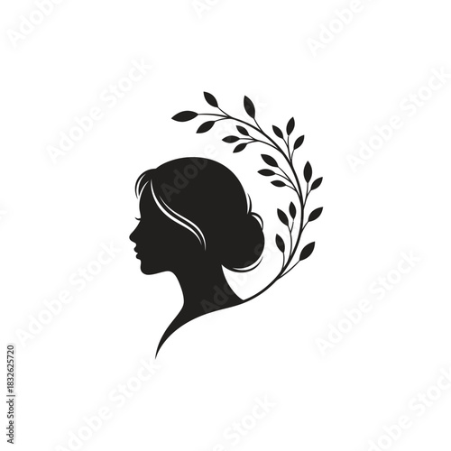 Elegant silhouette of a woman with floral hair accessory symbolizing natural