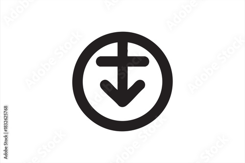 Circular down arrow icon for UI navigation and menu interactions