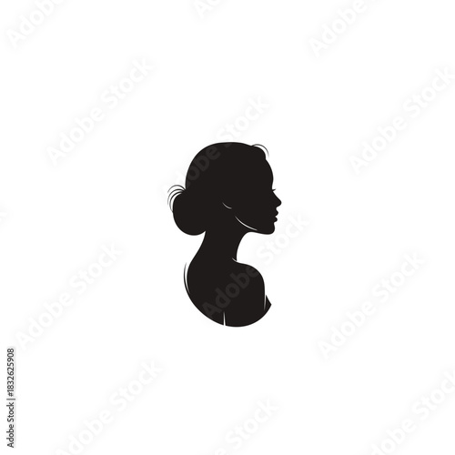 Elegant silhouette of a woman with coiled hair in profile view emphasizing