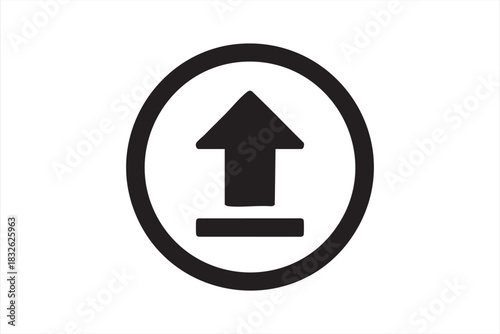 Up arrow inside circle for menu controls, buttons and navigation systems