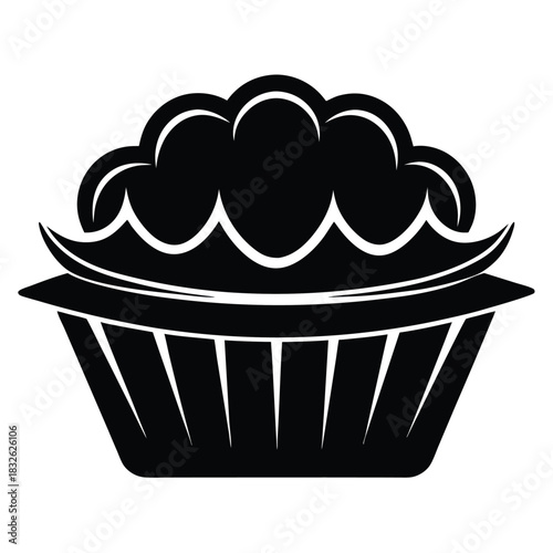 Isolated black silhouette shows an artistic cup overflowing with wavy contents art