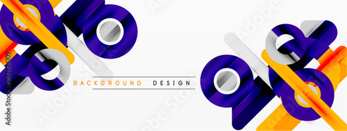 Abstract shapes, vibrant colors, modern design. Yellow, purple elements create dynamic composition. Clean background enhances visual impact.