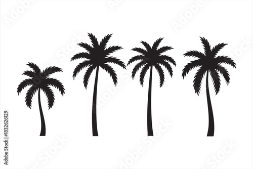 Tropical tree silhouettes for warm-climate illustrations and resort design