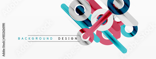 Abstract geometric shapes overlap, creating dynamic visual effect. Modern design elements present clean aesthetic. Minimalist composition suits various applications.