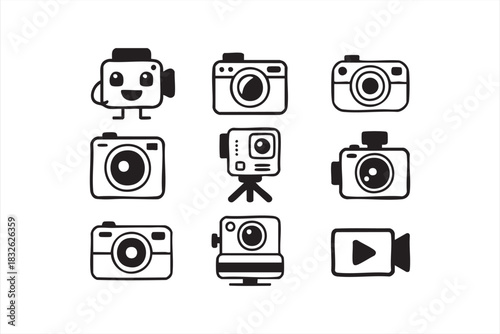 Minimal camera symbol set for UI, content creation and multimedia projects