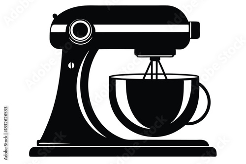 Sleek black stand mixer showcases its minimalist silhouette and clean lines in a stylish design