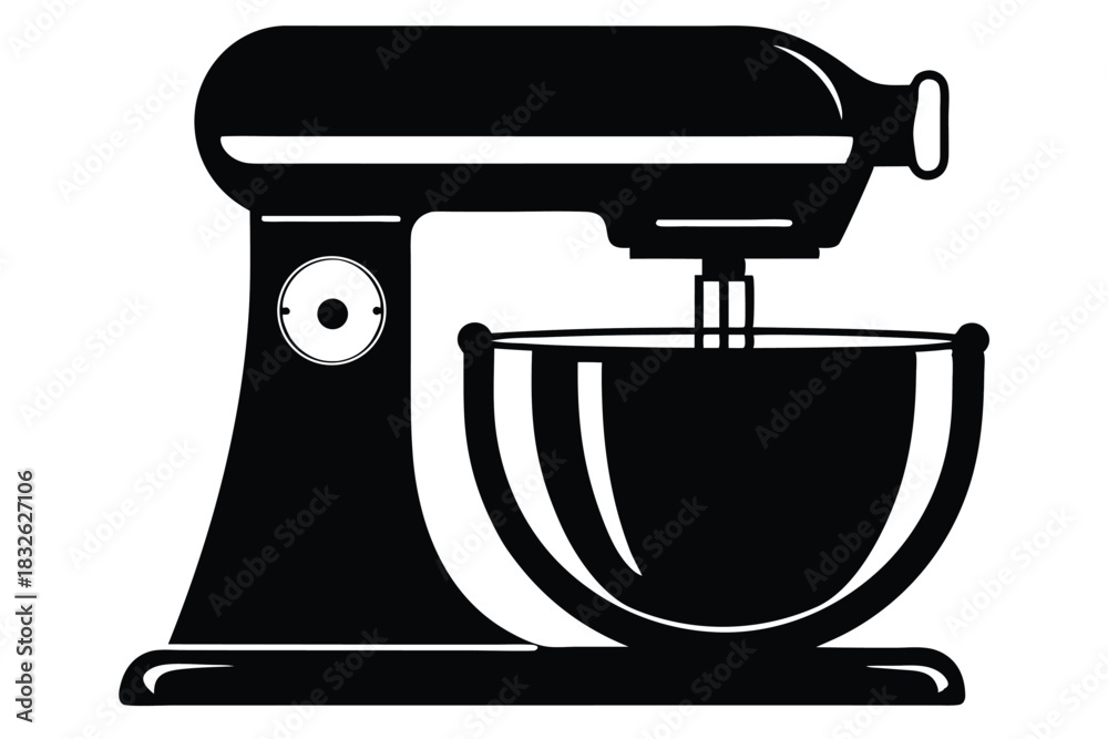 Fototapeta premium Elegant black stand mixer with bowl shows off a retro modern appeal and style