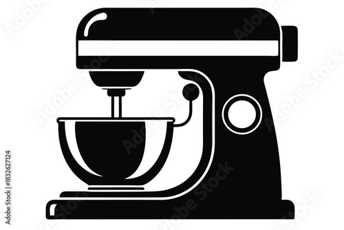 Minimalist black stand mixer with bowl illustrates simplicity for kitchen appliances and baking