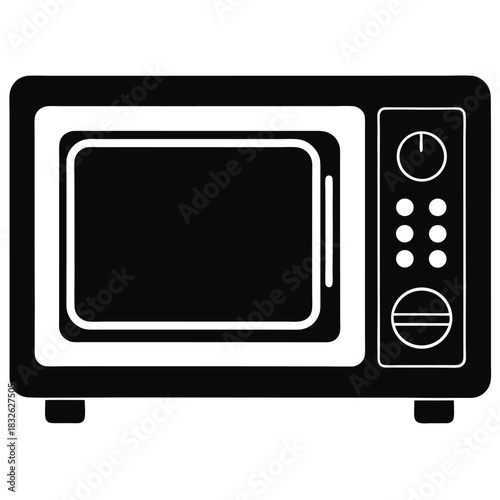 Simple black microwave shows the essential kitchen appliance on a white background