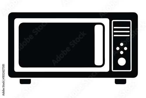 Black and white minimalist outline showcases an appliance sitting against a clean white background