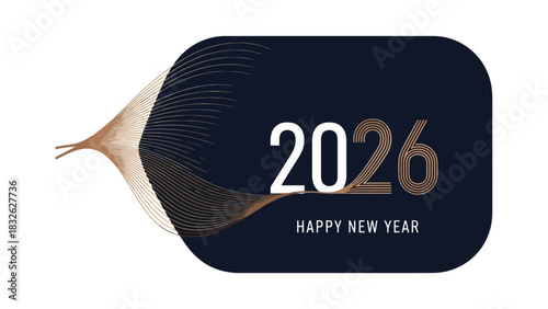 Happy New Year 2026 Modern Design with Elegant Text and Abstract Shapes for Celebrations