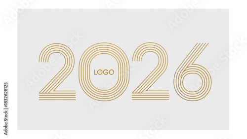 Stylish 2026 Logo Design Concept in Gold Lines, Perfect for Modern Branding and Events