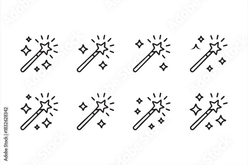 Magic Wand Sparkle Icons for Editing Tools and UI Interfaces