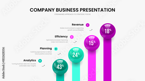 Digital Report 4 Option Chart Frame Design. Service Insight Four Element Infographic Presentation Template. Educational Growth Slide Layout Vector Illustration.