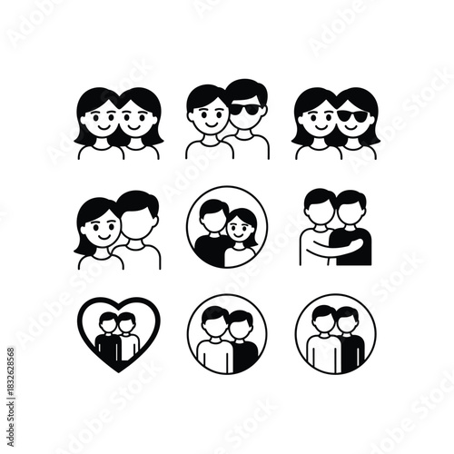 Diverse couple illustrations showcasing love and connection in various styles